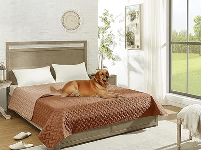 gogobunny 100% Double Sided Waterproof Dog Blanket Soft Pet Bed Cover Reversible Protect Furniture Couch Sofa Car for Puppy Cat Kids (Dark Pumpkin/Light Pumpkin 82x120 Inch 1))