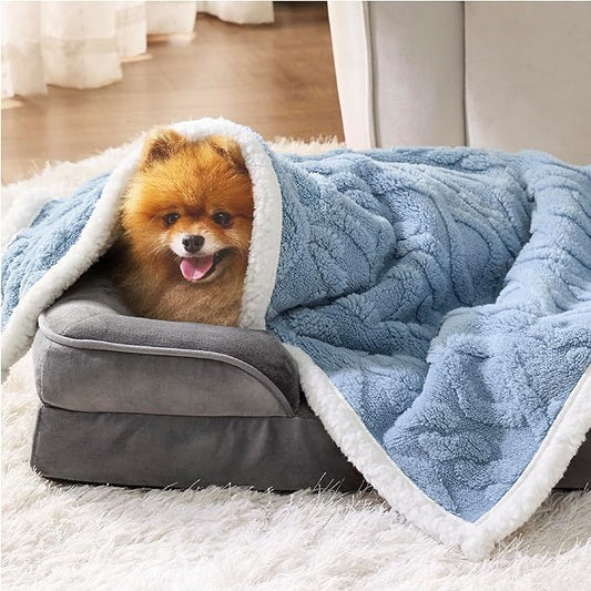 Bedsure Waterproof Dog Blankets for Small Dogs 25"x35", Light
