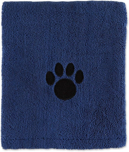 Bone Dry Pet Grooming Towel Collection Absorbent Microfiber X-Large, 41x23.5", Embroidered Navy