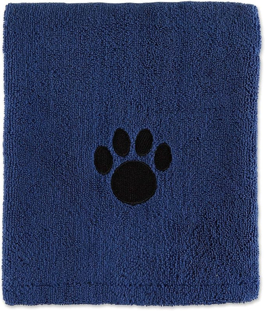 Bone Dry Pet Grooming Towel Collection Absorbent Microfiber X-Large, 41x23.5", Embroidered Navy