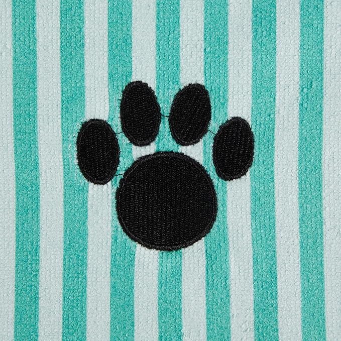 Bone Dry Pet Grooming Towel Collection Absorbent Microfiber X-Large, 41x23.5", Striped Aqua