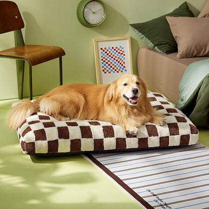 Lesure Extra Large Dog Bed-Thick Shredded Chopped Foam Pet Bed Bottom(44x32', Brown)