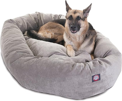 Majestic Pet 52 Inch Micro Velvet Calming Dog Bed Washable – Cozy Soft Round Dog Bed with Spine for Head Support 52x35x11 (inch)