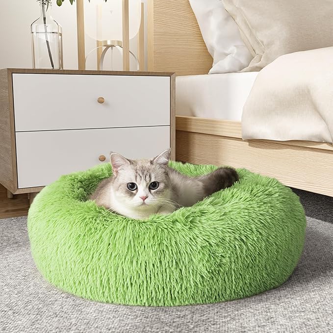 WESTERN HOME WH Calming Dog Bed & Cat Bed, Anti-Anxiety Donut Dog Cuddler Bed, Warming Cozy Soft Dog Round Bed, Dog Cat Cushion Bed for Small Medium Dogs and Cats