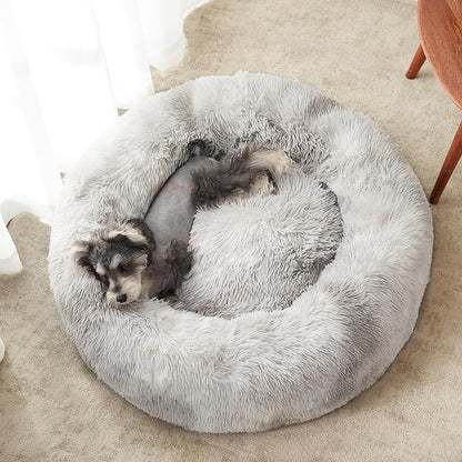 WESTERN HOME WH Calming Dog & Cat Bed, Anti-Anxiety Donut Cuddler Warming Cozy Soft Round Bed, Fluffy Faux Fur Plush Cushion Bed for Small Medium Dogs and Cats