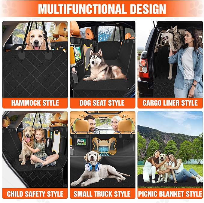 Pet Backseat Extender for Dogs 600D Fabric 500lbs, Waterproof,