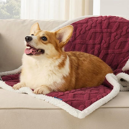 Bedsure Waterproof Dog Blankets for Medium Dogs 30"x40", Burgundy