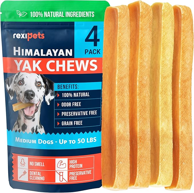 100% Natural Yak Cheese Himalayan Made Dog Chews All Breeds - Lactose Free Yak Chews for Small, Medium & Large Dogs - Dental Cleaning Dog Chews Aggressive Chewers - Long Lasting Odor & Gluten Free