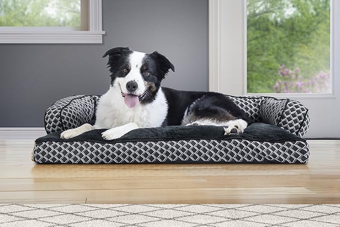 Furhaven Pillow Dog Bed for Large/Medium Dogs w/ Removable Bolsters & Washable Cover