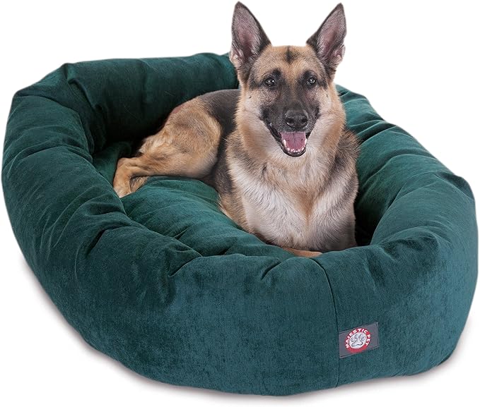 Majestic Pet 52 Inch Micro Velvet Calming Dog Bed Washable – Cozy Soft Round Dog Bed with Spine for Head Support 52x35x11 (inch)