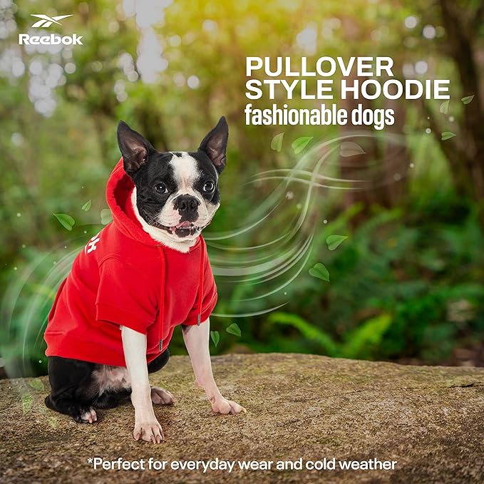 Reebok Dog Hoodie – Fleece Dog Sweater with Leash Hole