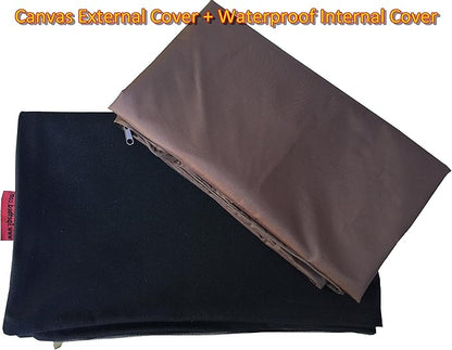 Do It Yourself DIY Pet Bed Pillow Duvet Canvas Cover + Waterproof Internal case for Dog/Cat at Medium 36"X29" Black Color