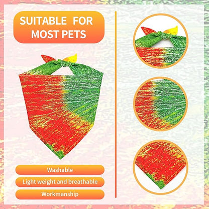 10PCS Dog Bandanas Tie Dye for Medium Breed Dog Bandanas Pack Kerchief Washable Triangle Bibs Head Scarves Scarfs for Boys and Girls Grooming Accessories Costume