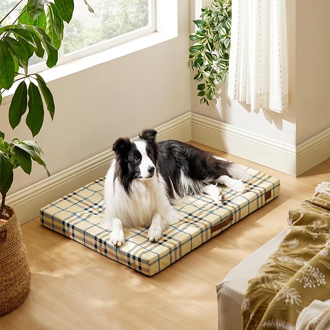 Bedsure Large Patterned Dog Bed for Large Dogs Cover(36"x27", Cream)