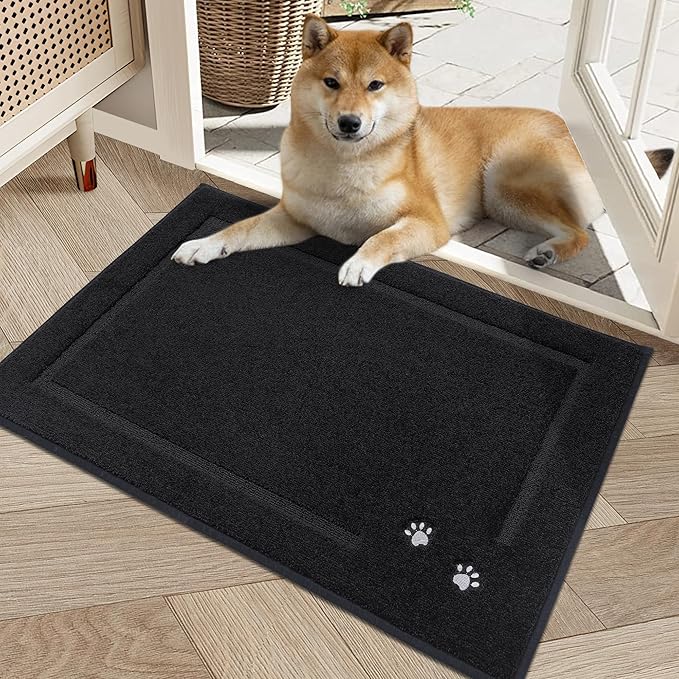 BEQHAUSE Dog Door Mat for Muddy Paws Dirt Trapper Absorbent Entryway Rug Non-Slip Washable Dog Mat Low-Profile Indoor Door Mats Soft Welcome Mat for Muddy Wet Shoes and Paws 24"x36"
