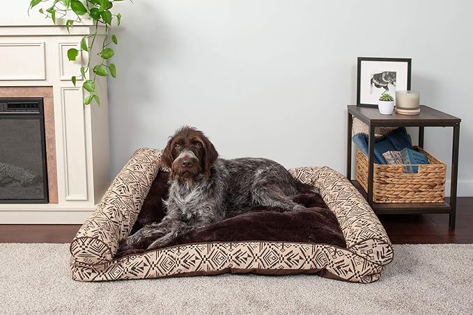 Furhaven Pillow Dog Bed for Large Dogs w/ Removable Bolsters & Washable Cover