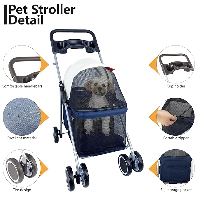 Puppy Small Dog Stroller 33lbs (Blue)