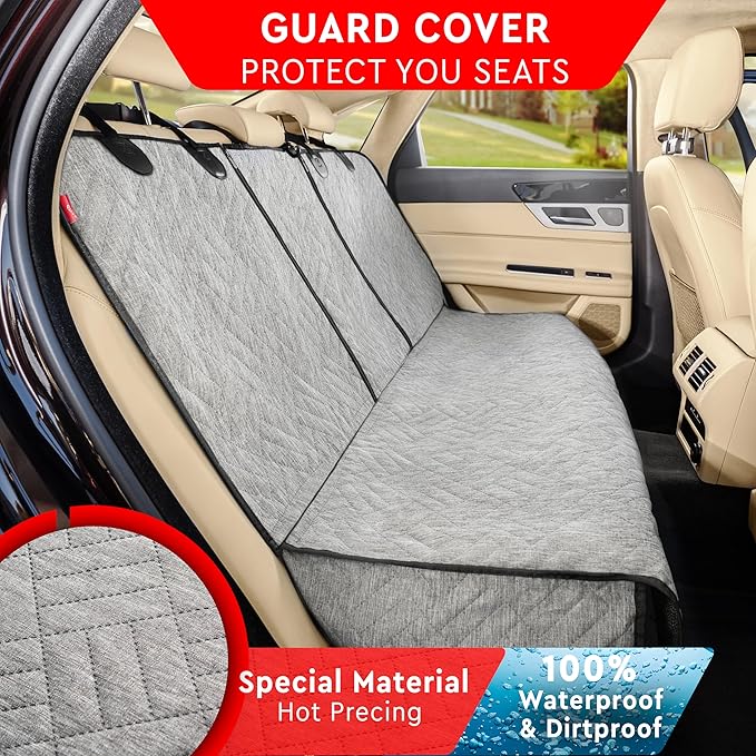 Helteko Dog Car Seat Cover for Back Seat 100% Waterproof,