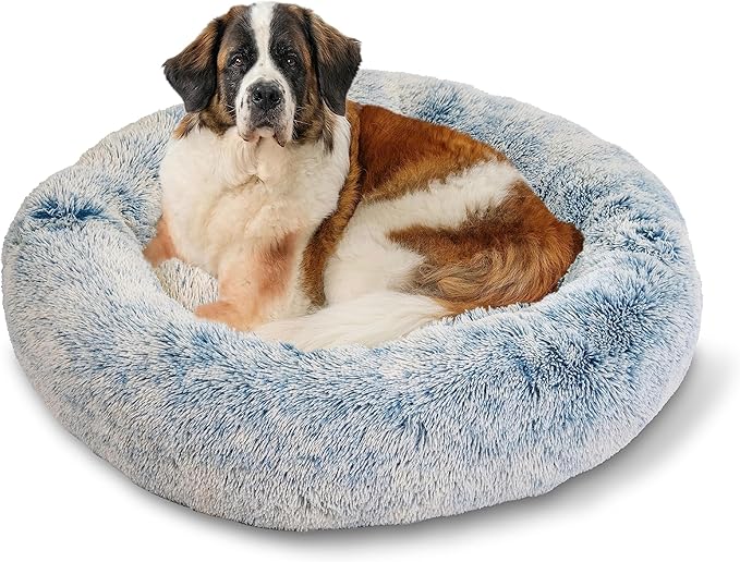 Best Friends by Sheri The Original Calming Donut Cat and Dog Bed in Shag Fur Denim 45"