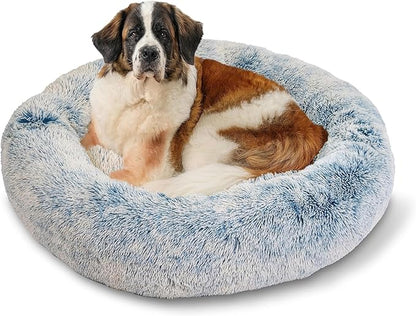 Best Friends by Sheri The Original Calming Donut Cat and Dog Bed in Shag Fur Denim 45"