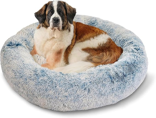 Best Friends by Sheri The Original Calming Donut Cat and Dog Bed in Shag Fur Denim 45"