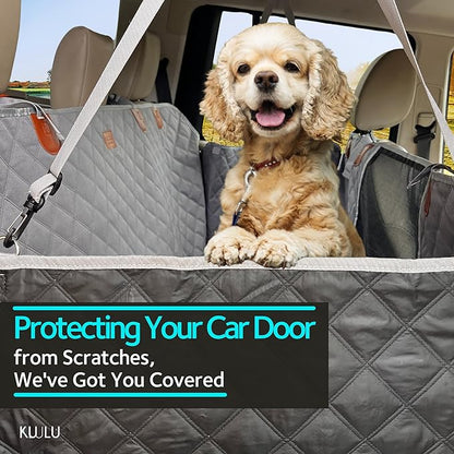 KULULU Dog Car Seat Cover for Back Seat 100% Waterproof (60" W 64" L))