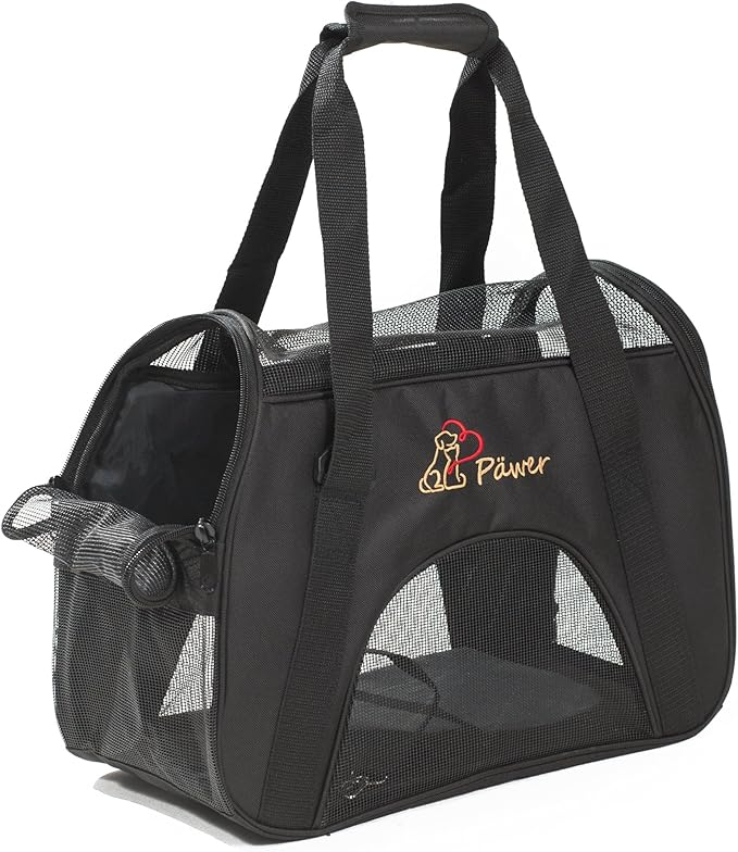 Soft-Sided Pet Carrier for Cat and Small Dog,Black Color,Medium Size,Washable 600D Oxford Cloth Airline Approved Travel Tote,with 2 Mesh Opens and a Strap for Carry,Multiple Colors Available