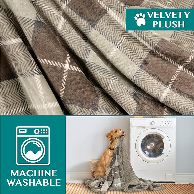 PetAmi Dog Blanket for Bed 60x80 Plaid