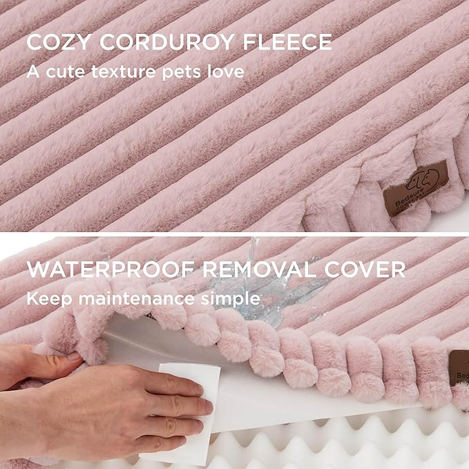 Bedsure Orthopedic Dog Bed for Large Dogs (36x27, Blush