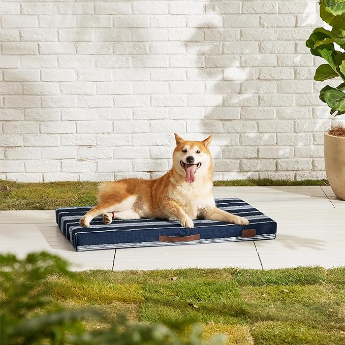 Bedsure Large Patterned Dog Bed for Large Dogs Cover(35"x22", Navy