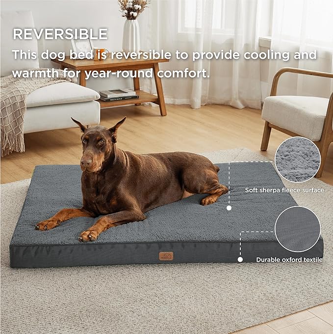 Bedsure Jumbo Dog Bed for Large Dogs 150lbs, Dark