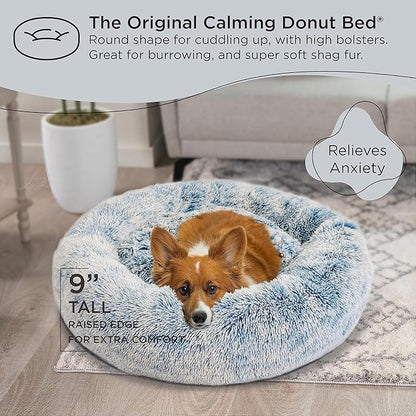 Best Friends by Sheri The Original Calming Donut Cat and Dog Bed in Shag Fur Denim 30"