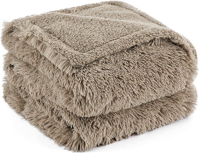 Bedsure Waterproof Dog Blankets for Large Dogs - Calming Cat Blanket for Bed Couch Protector Washable, Long Faux Fur Pet Throw Blanket for Puppy, Reversible Furniture Protection, 60"x80", Brown