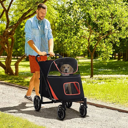 NicBex Dog Stroller One-Click Foldable Doggy Stroller Pet Stroller with Storage Smooth Ride with Shock Absorption