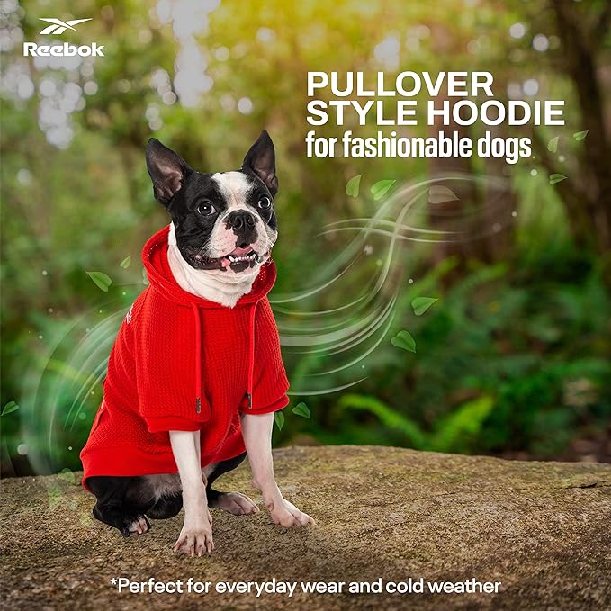 Reebok Dog Hoodie – Fleece Dog Sweater with Leash Hole