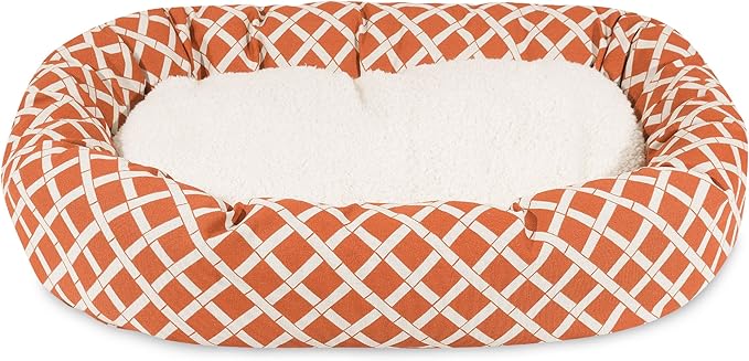 32 inch Burnt Orange Bamboo Sherpa Bagel Dog Bed