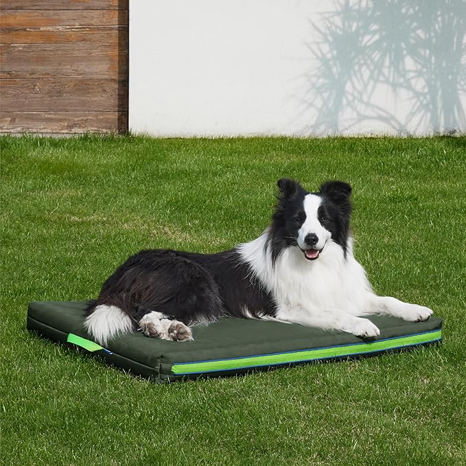 Bedsure Chewproof Durable Outdoor Waterproof Dog Bed with Heavy Duty Cover (36"x27", Moss