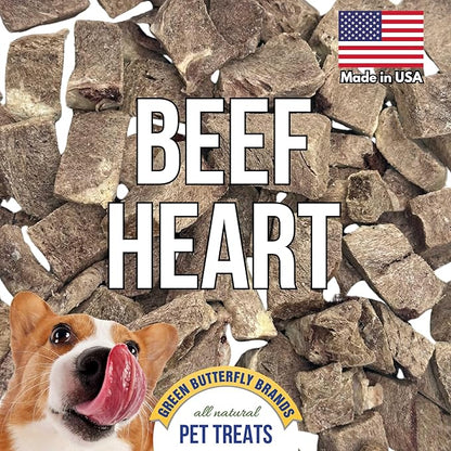 Freeze Dried Beef Heart Dog Treats Made In USA. All Natural Freeze-Dried Raw Snacks for Dogs and Cats. Single Ingredient. High Protein. Heart Health. Irresistible Training Treat