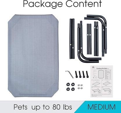 PHYEX Heavy Duty Steel-Framed Portable Elevated Pet Bed 43.5" L 25.5" W 7.8" H(M,