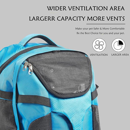 Dog Carrier Backpack Pet Carrier Backpacks for Small Medium Dogs Cats Travel&Hiking Carrier Bag with Safety Leash Ventilations Space Double-Layer Structure (New Sky Blue)