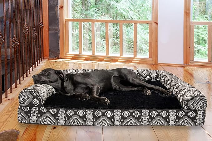 Furhaven Orthopedic Dog Bed for Large Dogs w/ Removable Bolsters & Washable Cover 125 lbs