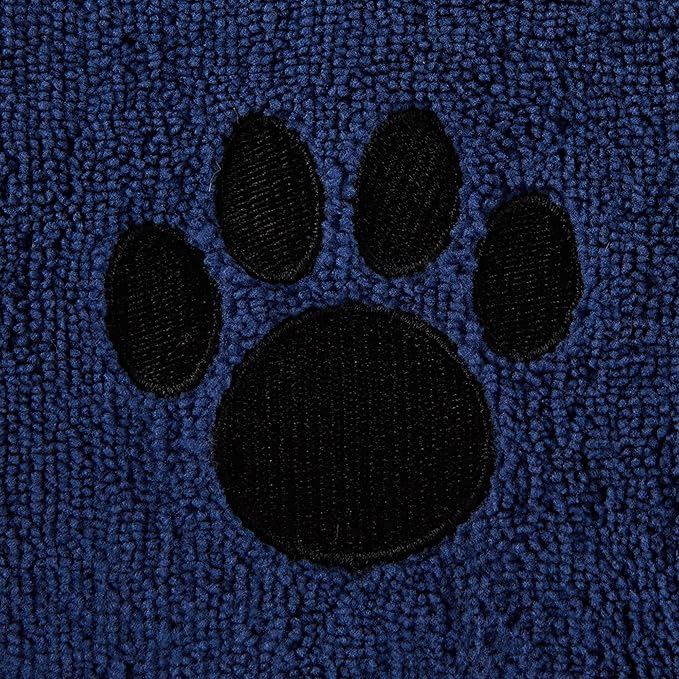 Bone Dry Pet Grooming Towel Collection Absorbent Microfiber X-Large, 41x23.5", Embroidered Navy