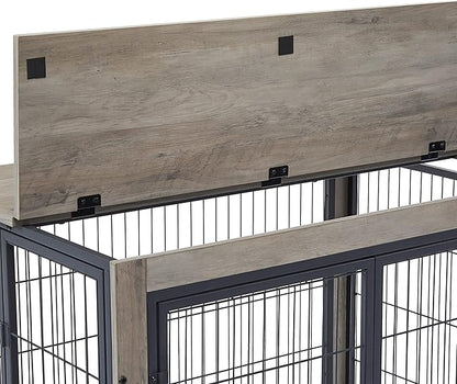 NicBex Dog Crate Furniture Dog Cage with 3 Doors and Lift Top