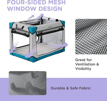 Lesure Cute Soft Collapsible Dog Crate 36 Inch 4-Door Foldable