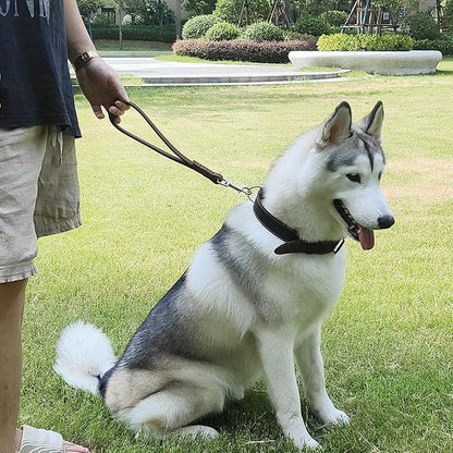 Leather Short Dog Leash 12" 360º Heavy