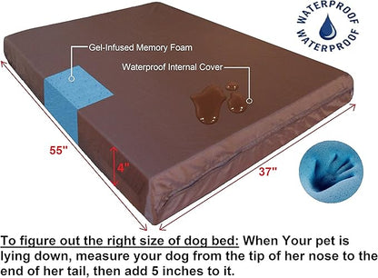Dogbed4less Premium XXL Orthopedic Memory Foam Pet Bed for Large Dogs 55X37X4 Inch