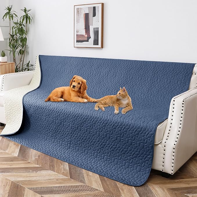 Waterproof Dog Blanket, Washable Anti-Slip Pet Couch Covers for Sofa,Pet Hair Resistant Blankets Bed Chair Furniture Couch Protector for Dogs-68x82,Blue