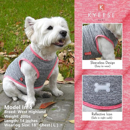 KYEESE 2 Pack Dog Shirts Quick Dry Soft Stretchy Dog T-Shirts with Reflective Label Tank Top Sleeveless Vest Sun Protection Dog Clothes for Small Dogs
