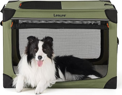 Lesure Soft Collapsible Dog Crate 36 Inch 4-Door Foldable