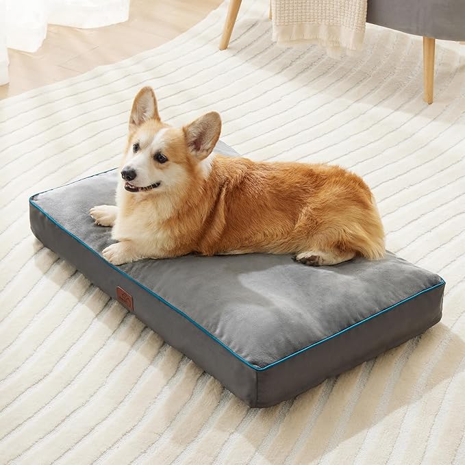 Bedsure Waterproof Dog Beds for Large Dogs 4 inch 80lbs L-Crate